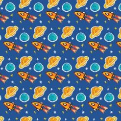 St. Jude Space on Blue Cotton Fabric by Ty