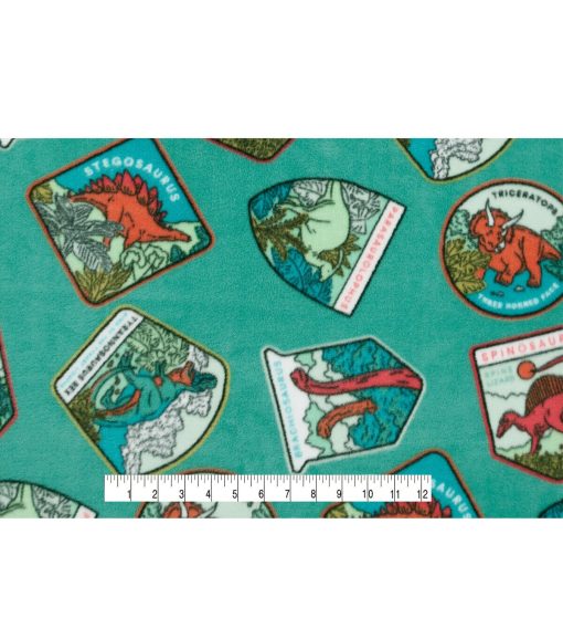 Dinosaur Patches Anti Pill Fleece Fabric - Image 4