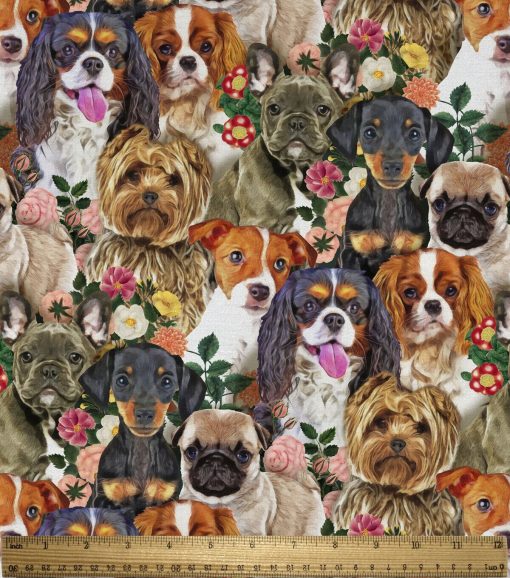 Dogs   Blooms Novelty Cotton Fabric - Image 2