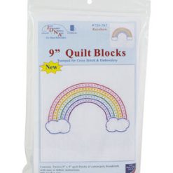 Jack Dempsey Needle Art 9 Rainbow Stamped White Quilt Blocks 12pk