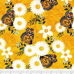 Singer Butterflies on Orange Quilt Cotton Fabric