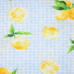 Lemons On Blue Gingham Novelty Cotton Fabric