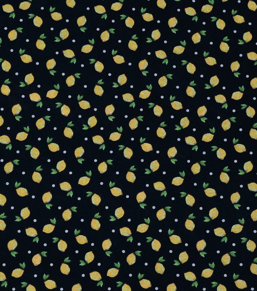 Novelty Cotton Fabric Lemons Tossed Black - Image 2