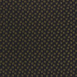 Outline Leaves Gray Harvest Metallic Cotton Fabric