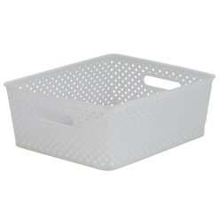 Simplify 14 x 5 Resin Wicker Storage Bin With Handles