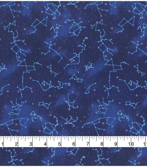 Novelty Metallic Cotton Fabric Star Constellations - Image 2