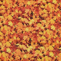 Fall Orange Realistic Leaves Cotton Fabric
