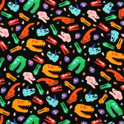 Multicolor Dinosouar Heads Super Snuggle Flannel Fabric by POP!