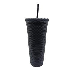 24oz Black Textured Tumbler With Straw by Happy