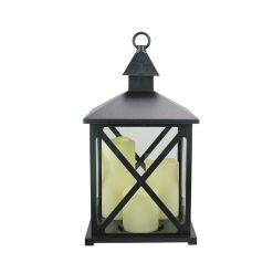 Northlight 12.5 Black Candle Lantern with 3 Flameless LED Candle