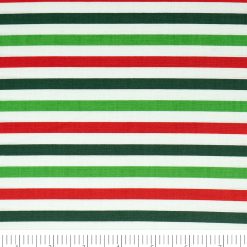 Singer Green   Red Stripes Christmas Cotton Fabric