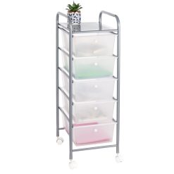 Honey Can Do 12.5 x 37 Clear   Silver Plastic 5 Drawer Storage Cart