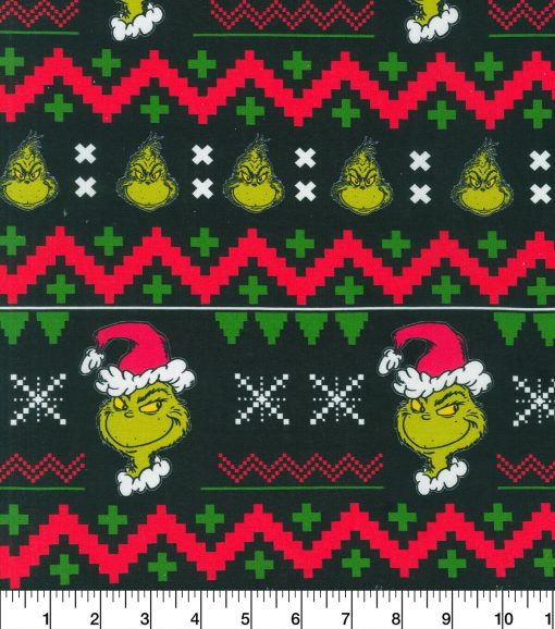 Grinch Ugly Sweater Christmas Cotton Fabric - Image 2
