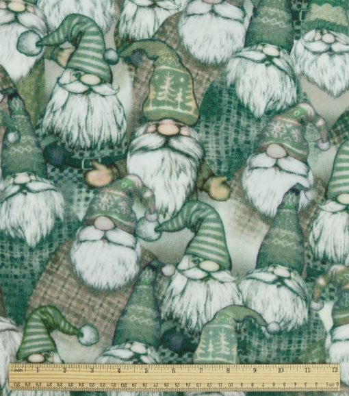 Green Gnomes Anti Pill Fleece Fabric - Image 3