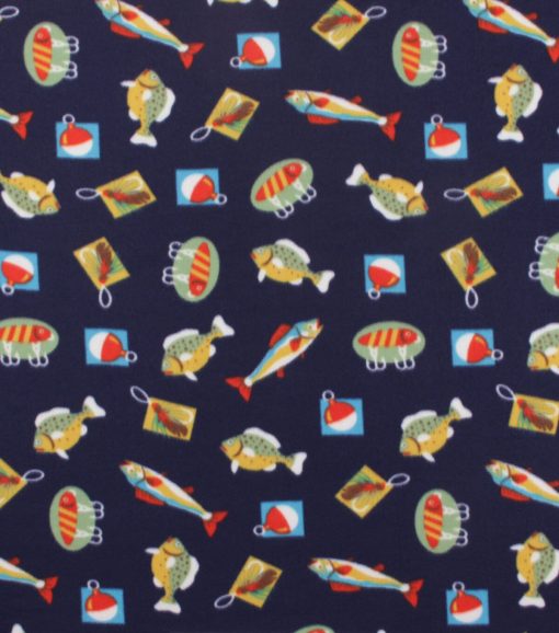 Fishing Icons Blizzard Fleece Fabric - Image 2