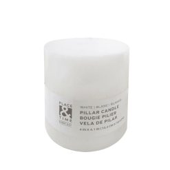 4 x 4 White 3 Wick Unscented Poured Pillar Candle by Place   Time