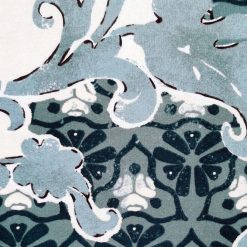 Blue Damask Floral Luxe Flannel Fabric