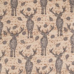 Bucks   Leaves on Beige Anti Pill Fleece Fabric