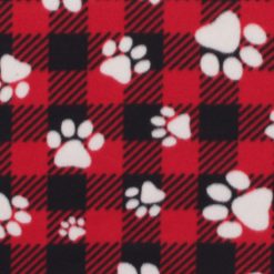 Dog Paw On Buffalo Check Blizzard Fleece Fabric