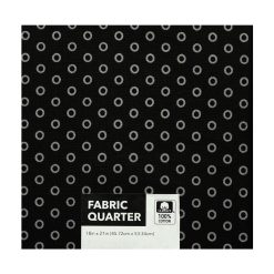 18 x 21 Circles on Black Cotton Fabric Quarter 1pc by Keepsake Calico