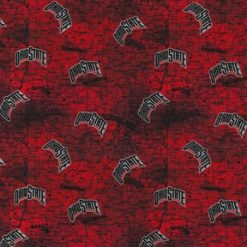 Red Distressed Ohio State Buckeyes Cotton Fabric
