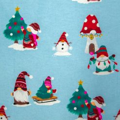 Gnomes on Blue Super Snuggle Christmas Flannel Fabric