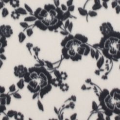Black   White Sketched Floral Blizzard Fleece Fabric