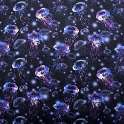 Jellyfish On Navy Novelty Cotton Fabric