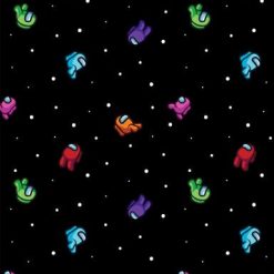 Among Us Crewmates In Space Cotton Fabric