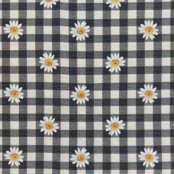 Daisies on Black Checks Quilt Cotton Fabric by Keepsake Calico