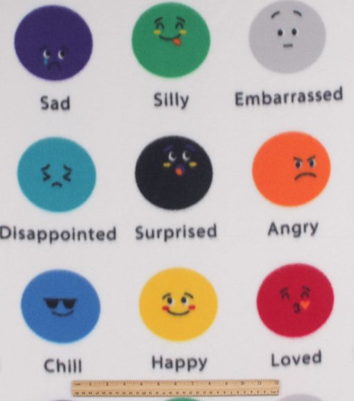 Emotions on White Blizzard Fleece Fabric - Image 2