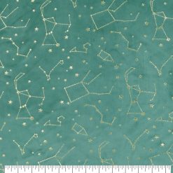 Metallic Constellations on Teal Pure Plush Fleece Fabric