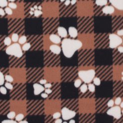 Dog Paw On Buffalo Check Brown Blizzard Fleece Fabric