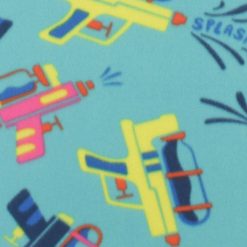 Water Blasters on Blue Blizzard Fleece Fabric