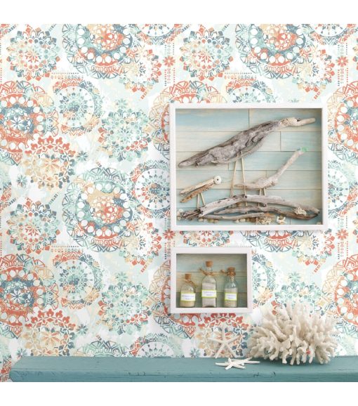 RoomMates Wallpaper Orange   Blue Bohemian - Image 2
