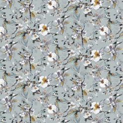 Gray Birds on Cotton Bloom Branches Premium Cotton Fabric