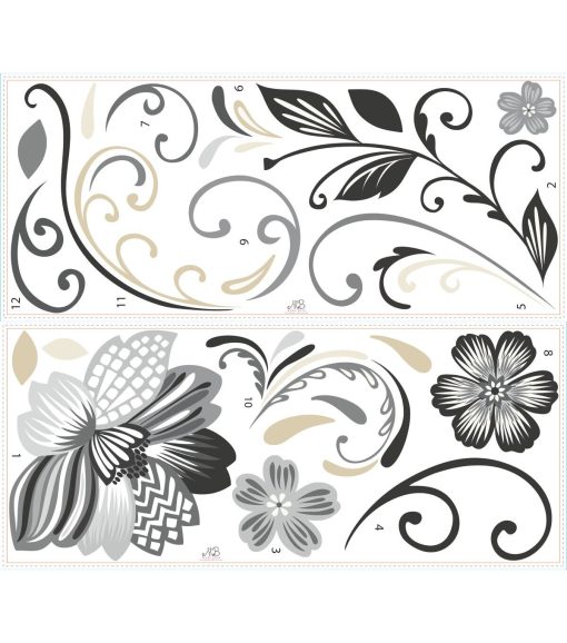 RoomMates Wall Decals Black   White Flower - Image 2