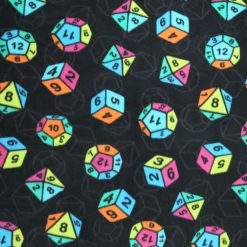 Neon Dice on Black Anti Pill Fleece Fabric