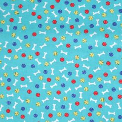 Dog Bones   Balls on Blue Novelty Cotton Fabric