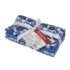 SINGER 18 x 21 Blue Floral Cotton Fabric Quarter Bundle 5pc