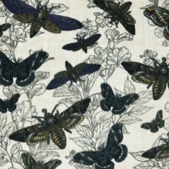 Black Butterflies   Moths Anti Pill Fleece Fabric