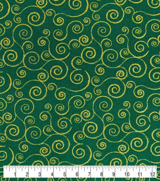 Scrolls Christmas Glitter Cotton Fabric - Image 8