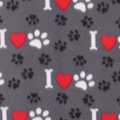 Blizzard Fleece Fabric Bones, Hearts   Paws