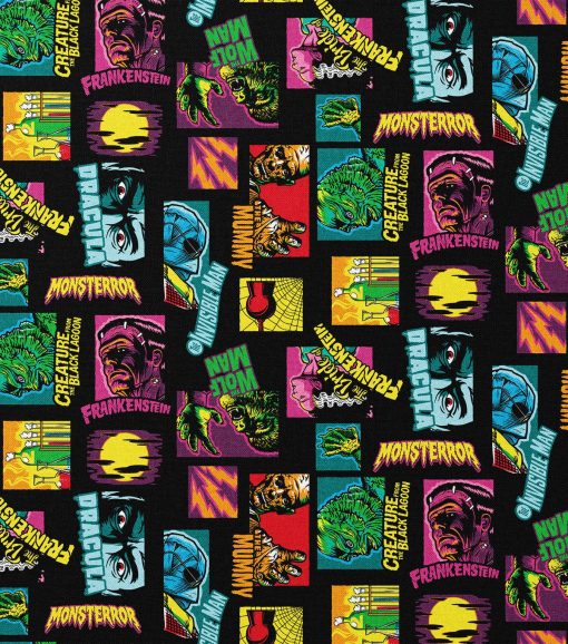 Monster Pop Movies Halloween Cotton Fabric - Image 2