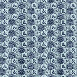 Dungeons   Dragons Blue Dice Cotton Fabric