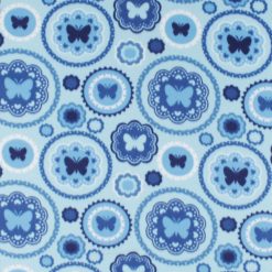 Blue Butterfly Circles Blizzard Fleece Fabric