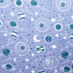 Space Icons On Purple Luxe Flannel Fabric