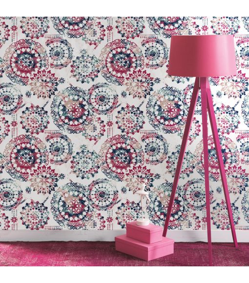 RoomMates Wallpaper Pink   Blue Bohemian - Image 2