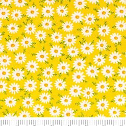 Singer Daisies on Yellow Quilt Cotton Fabric