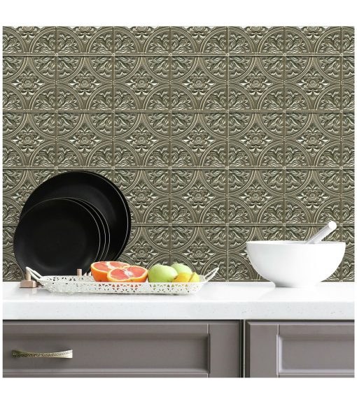 Gold Tin Peel   Stick Tile Backsplash - Image 5
